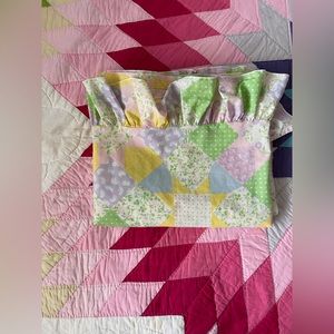 Vintage retro colorful quilt pattern twin top sheet 70s fabric